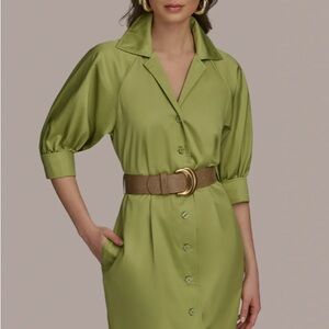 Donna Karan Belted Short Sleeve Shirt Dress